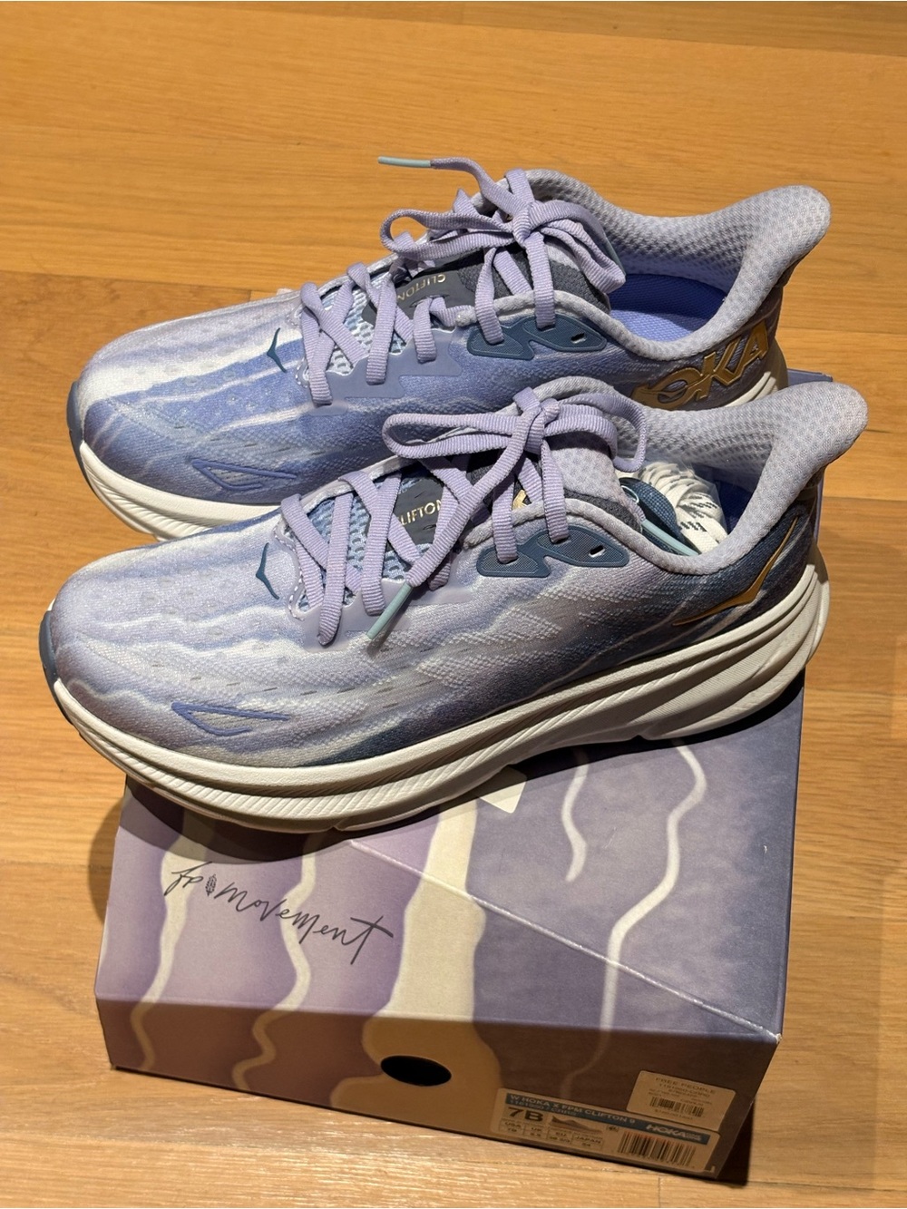 Hoka Women's Lavender and Gold Running Sneakers
